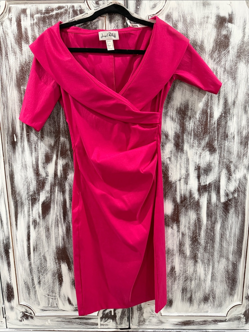 Joseph Ribkoff Hot Pink Draped Midi Dress